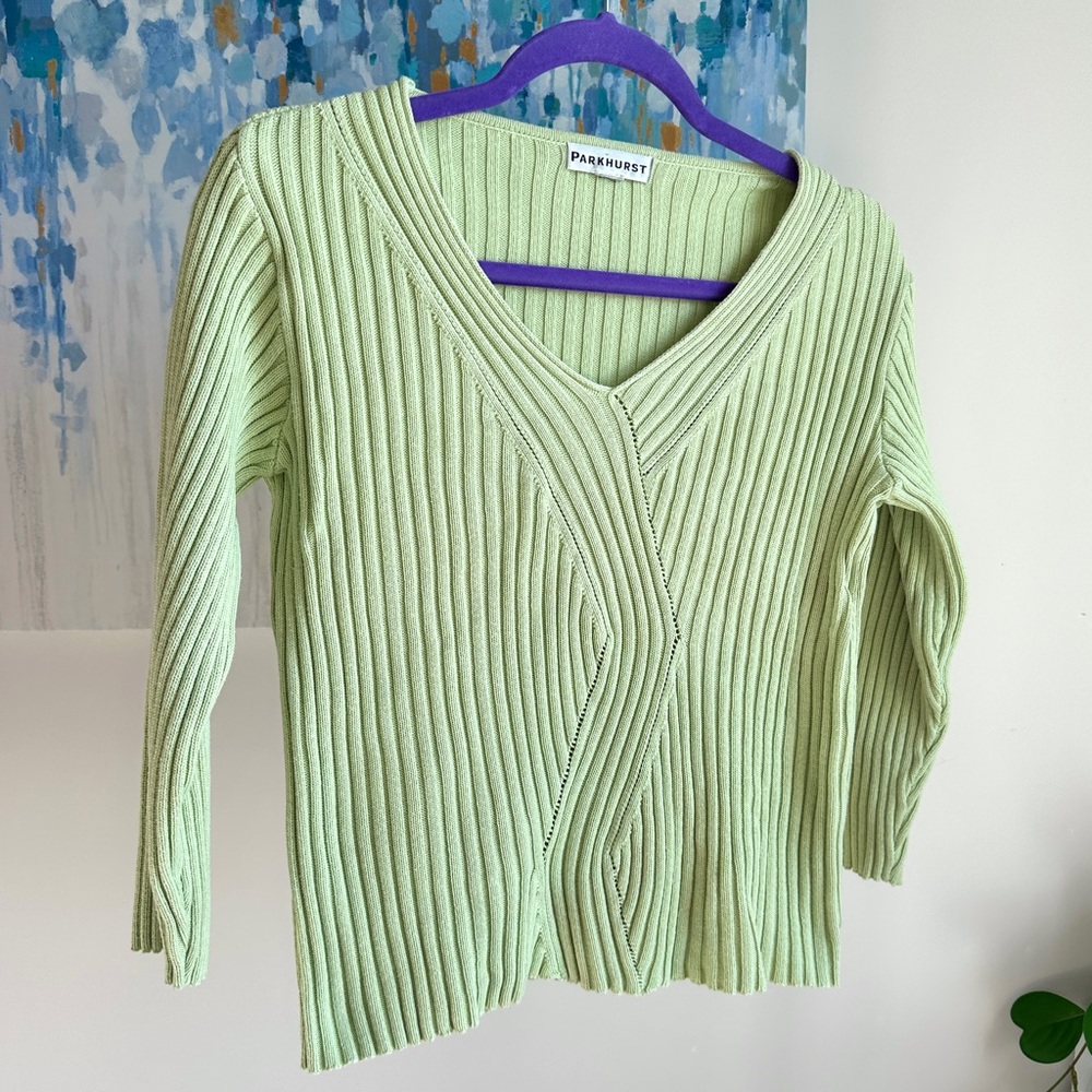 Parkhurst Pistachio Green Ribbed Knit (M)